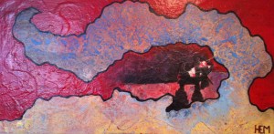 2- HEM,vague d'hérédité,2013,acrylique et énamel,toile,48x24,1200$(vendu)