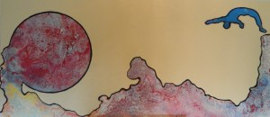 5- HEM,plongeon astral,2013,acrylique et énamel,laminé,54x24,1800$