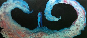 6- HEM,vague déferlante,2013,acrylique et énamel sur laminé,54x24,1800$