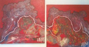 8- Hem, Vague de désir (dyptique), 2013, Acrylique et énamel sur toile, (2X) 30''X30'', 1600$